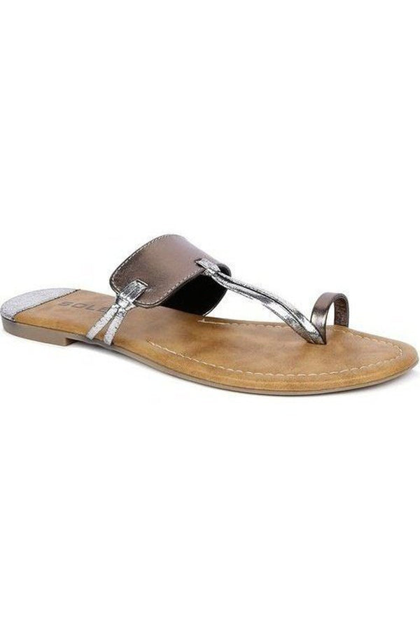 SOLES Metallic Flat Sandals - Elegant