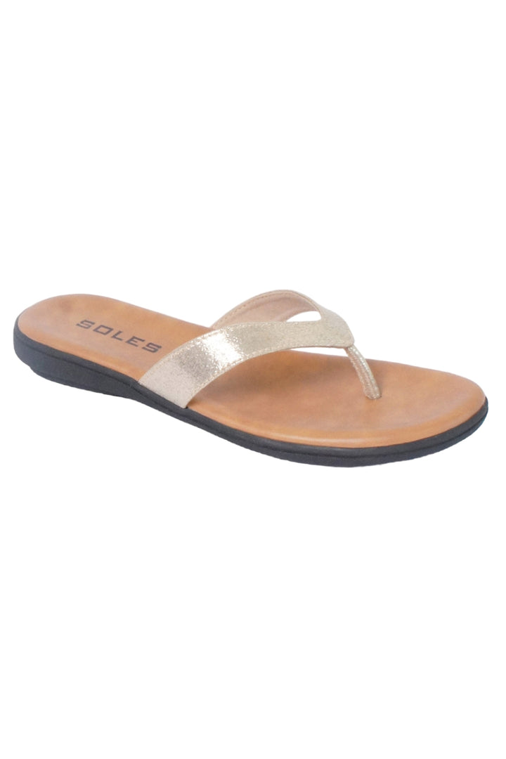 SOLES Glamorous Gold Flat Sandals - Shine with Every Step