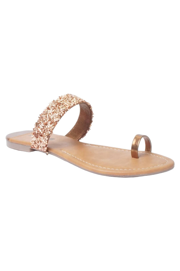 SOLES Bronze Flat Sandals - Trendy