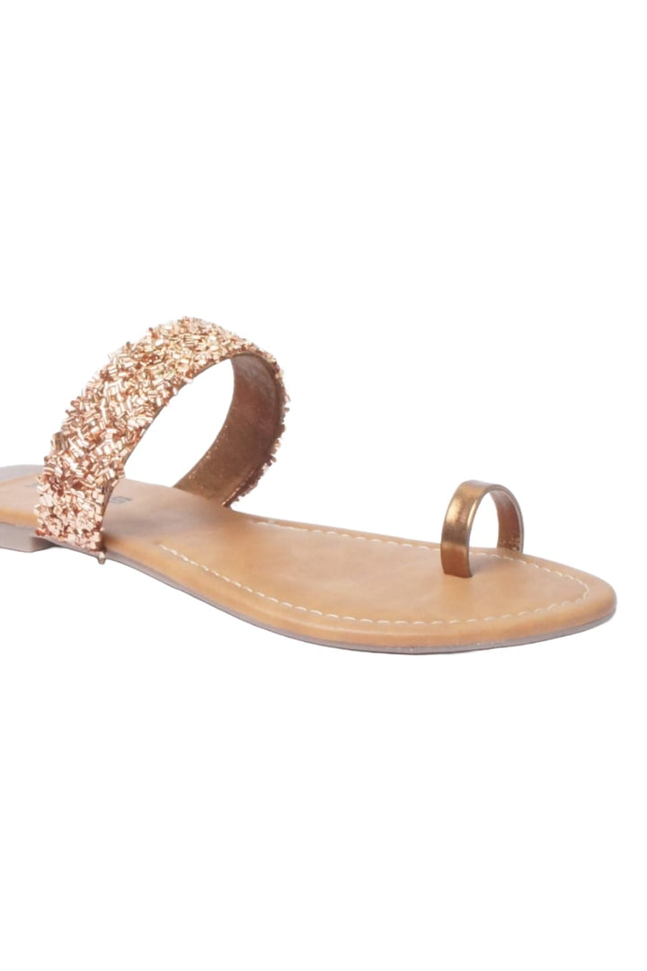 SOLES Bronze Flat Sandals - Trendy
