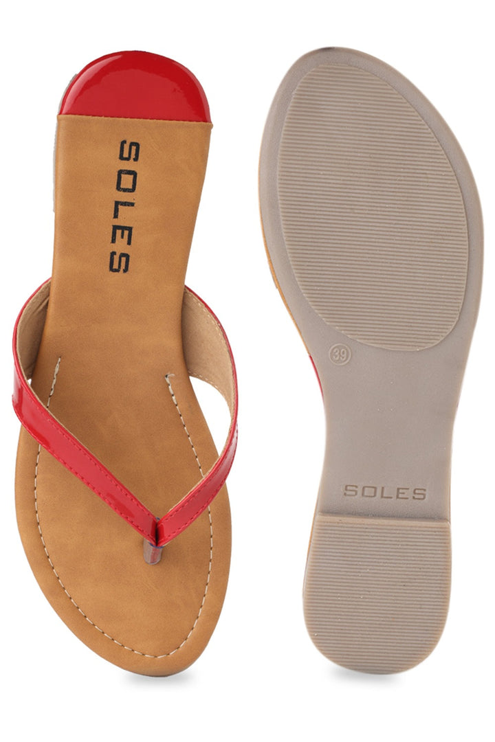 SOLES Bold Red Flat Sandals