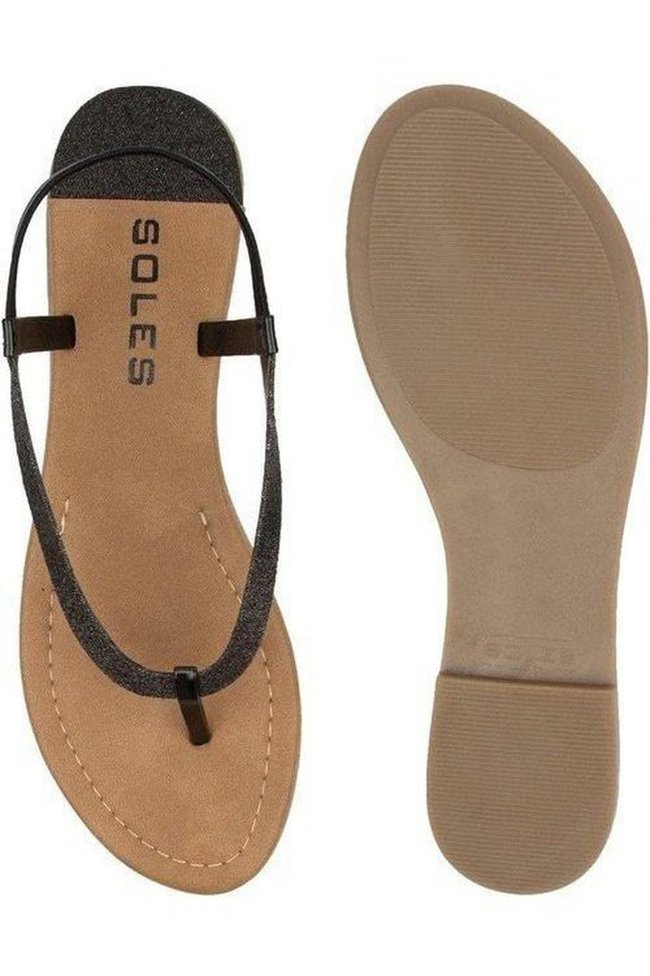 SOLES Women Black Fashion Trendy Flat Sandals Flats