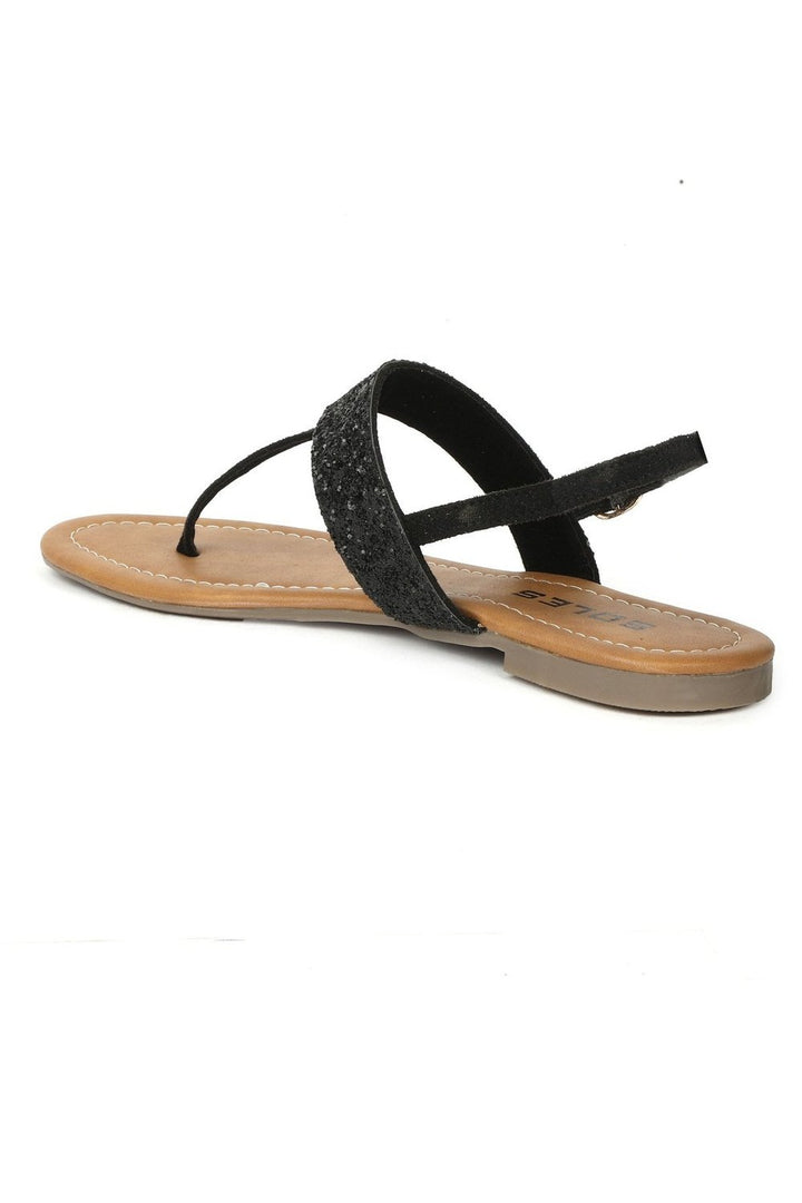 SOLES Classic Black Flat Sandals