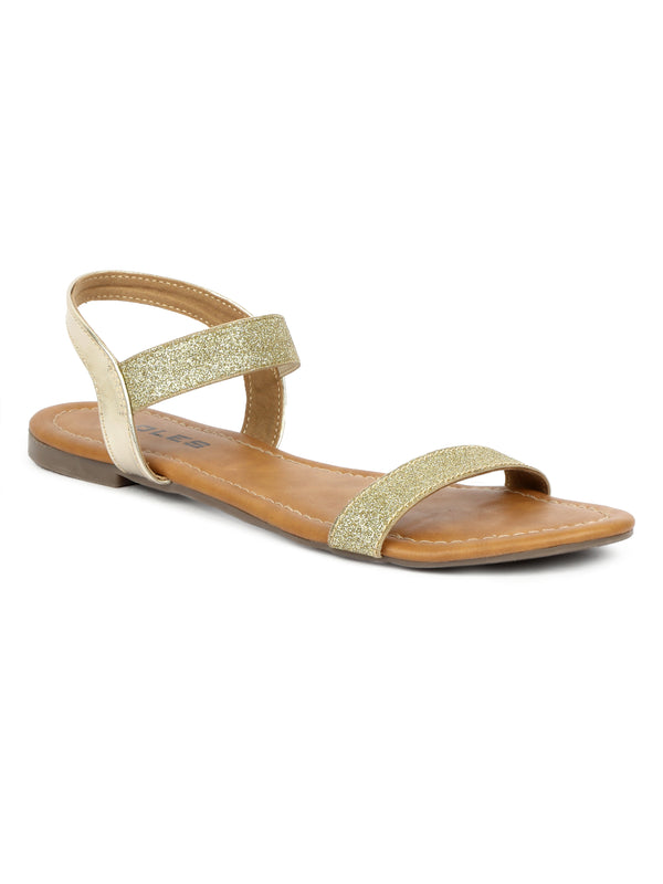 SOLES Glamorous Gold Flat Sandals