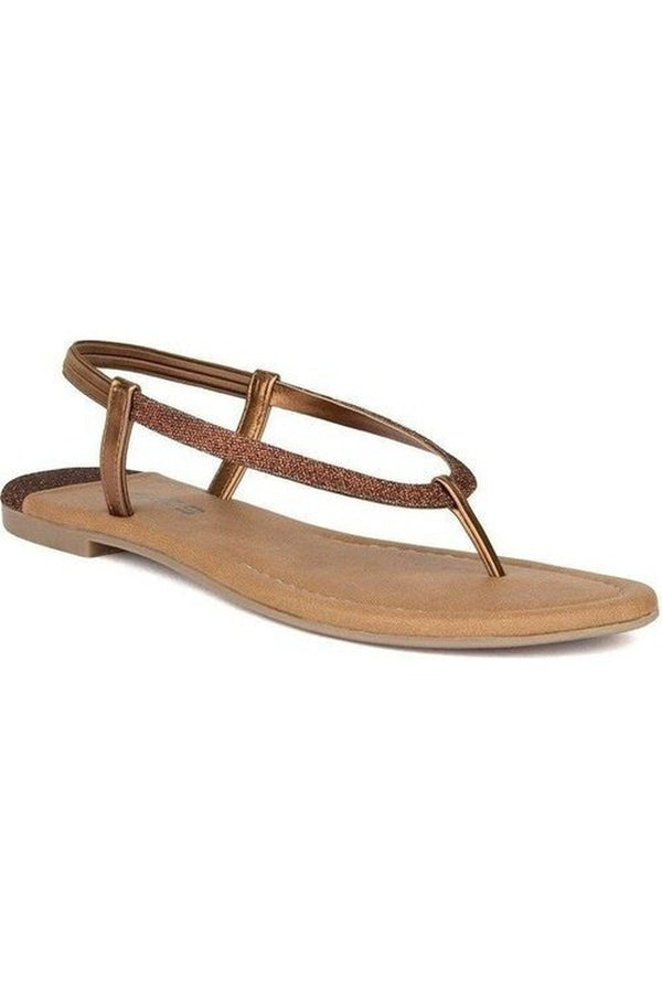 SOLES Women Bronze Fashion Trendy Flat Sandals Flats