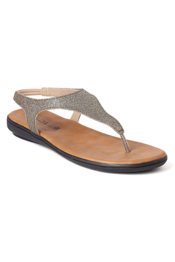 SOLES Women Champagne Flat Sandals Flats