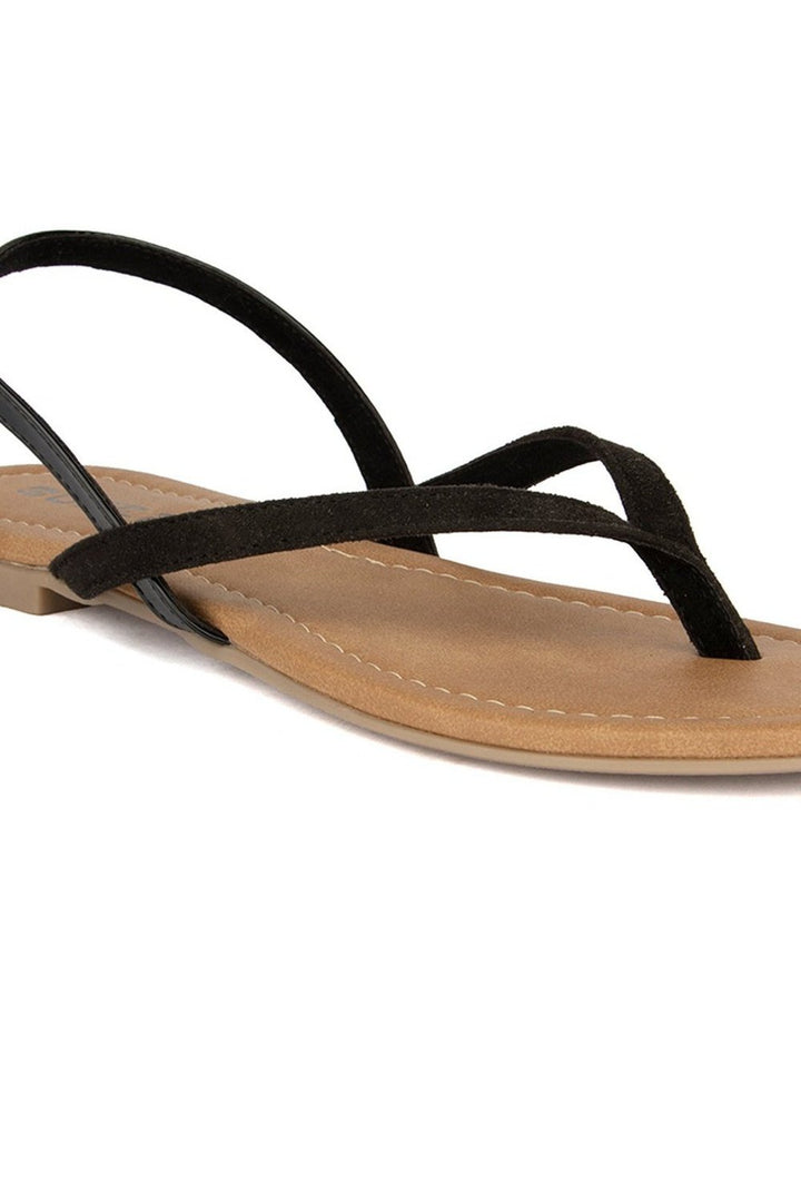 SOLES Classic Black Flat Sandals Open Toe