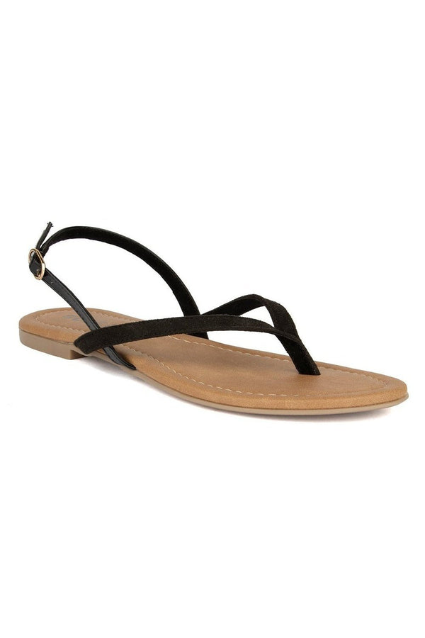 SOLES Classic Black Flat Sandals Open Toe