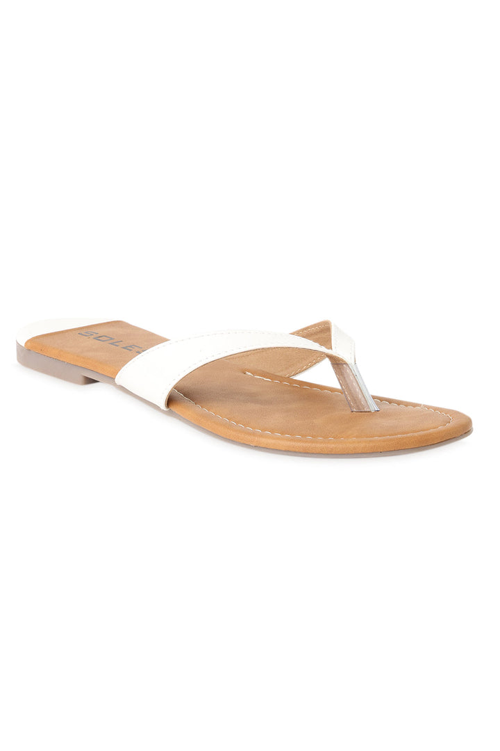 SOLES Crisp White Flat Sandals