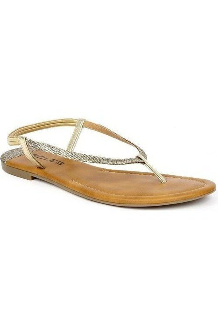 SOLES Women Gold Fashion Trendy Flat Sandals Flats