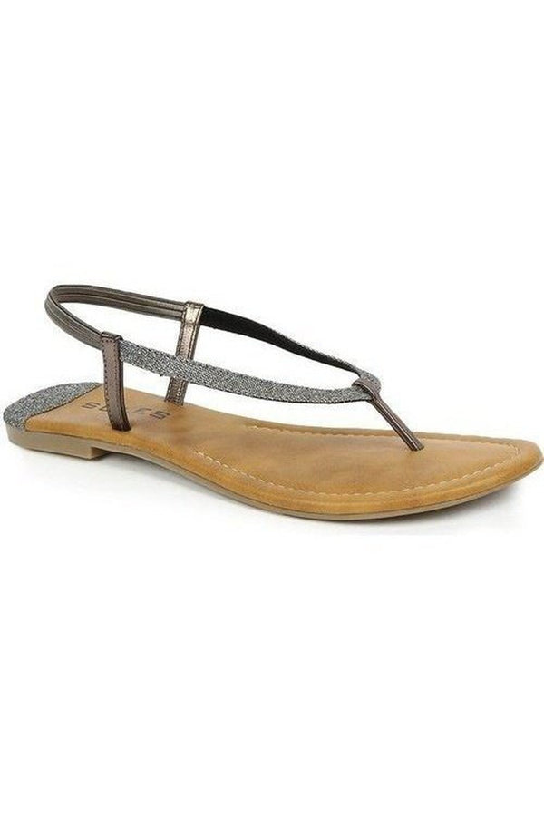 SOLES Women Metallic Fashion Trendy Flat Sandals Flats