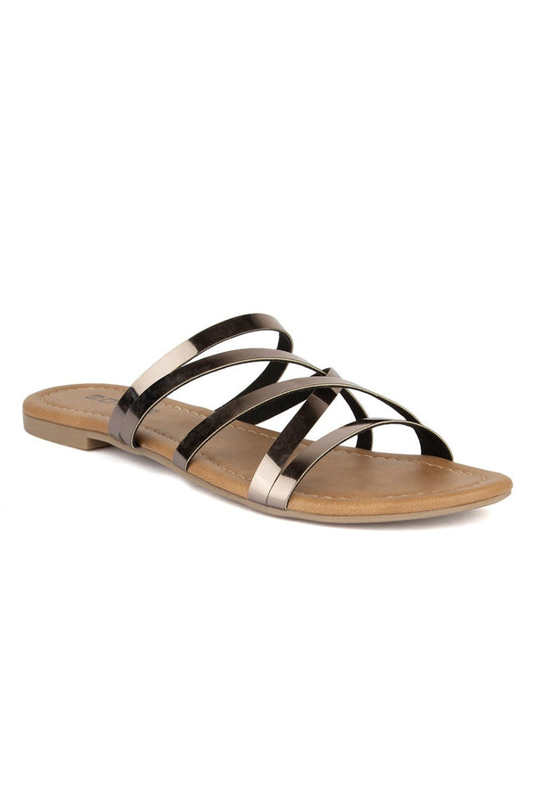 SOLES Metallic Flat Sandals - Luxurious Elegance
