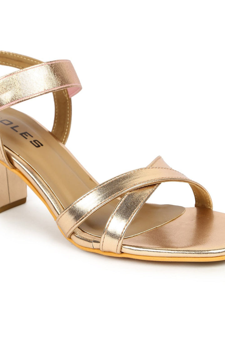 SOLES Rose Gold Block Heels - Chic & Trendy Footwear
