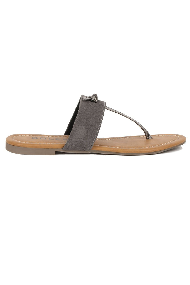 SOLES Sleek Grey Flat Sandals