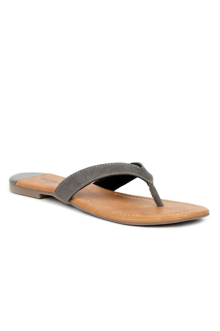 SOLES Sleek Grey Flat Sandals - Luxurious Elegance