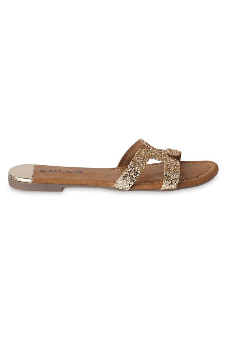 SOLES Stylish Gold Flat Sandals