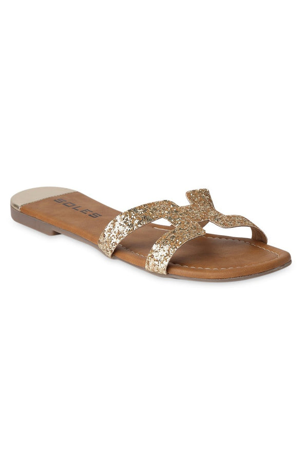 SOLES Stylish Gold Flat Sandals