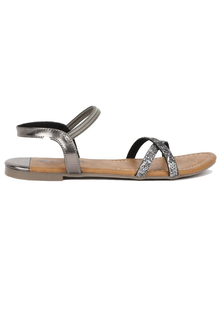 SOLES Trendy Metallic Flat Sandals - Luxurious Elegance
