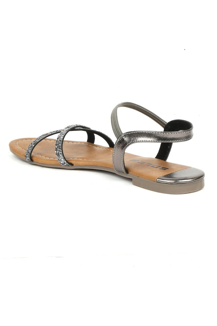 SOLES Trendy Metallic Flat Sandals - Luxurious Elegance
