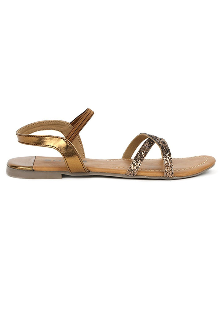 SOLES Vintage Bronze Flat Sandals - Luxurious Elegance